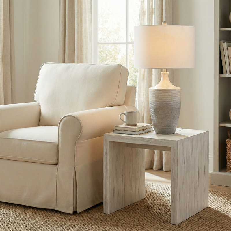 Lampe de table 30,25 "en céramique avec abat-jour blanc