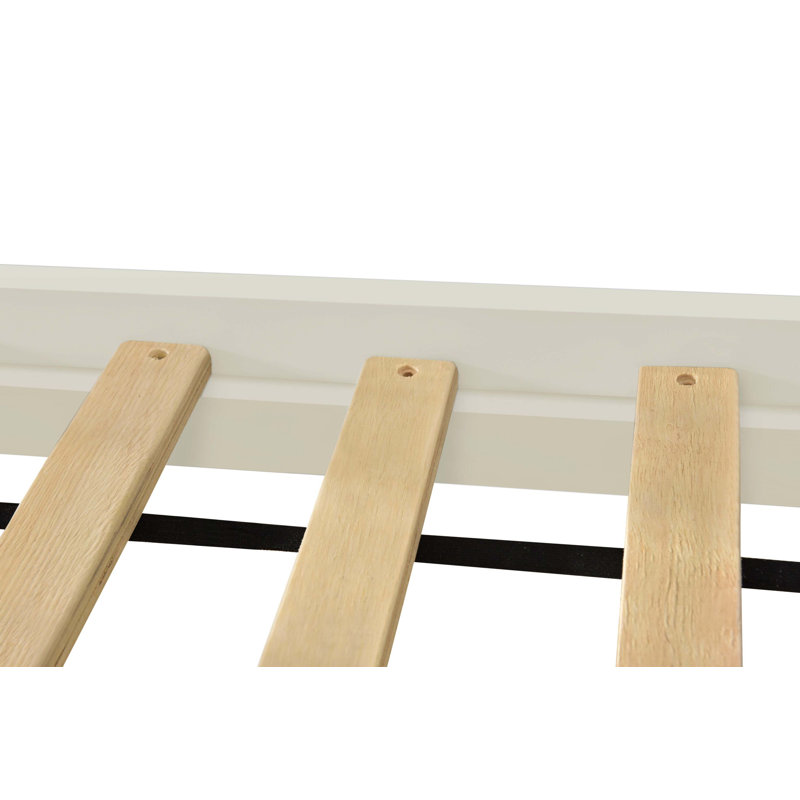 Lit superposé à escalier avec lit gigogne, Crème, crème