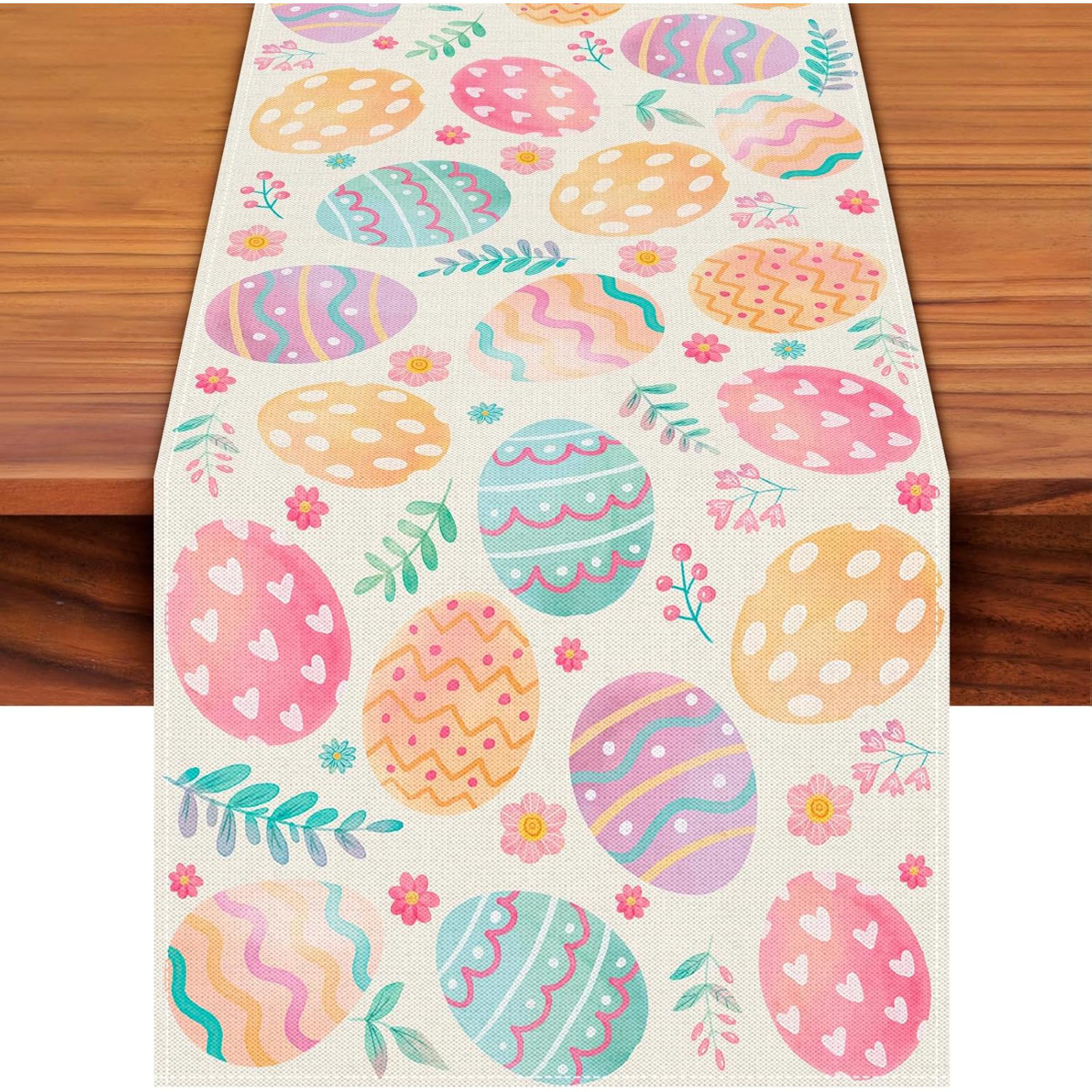 Aperturee Happy Easter Dwarf Colorful Eggs Fitted Stretch Table Cover