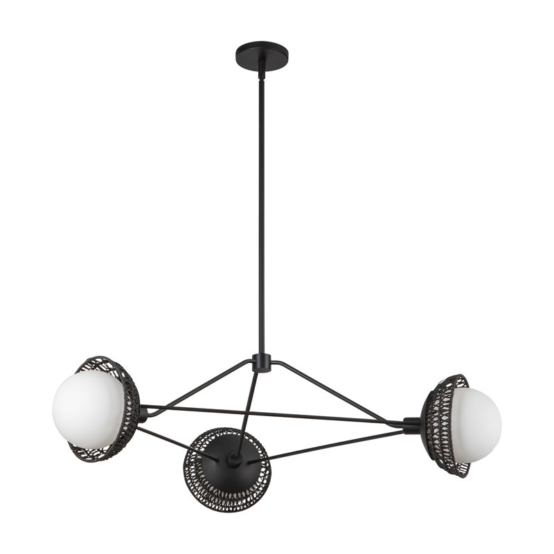 Lustre moderne 3 lumières 40 po Artiola, Noir mat