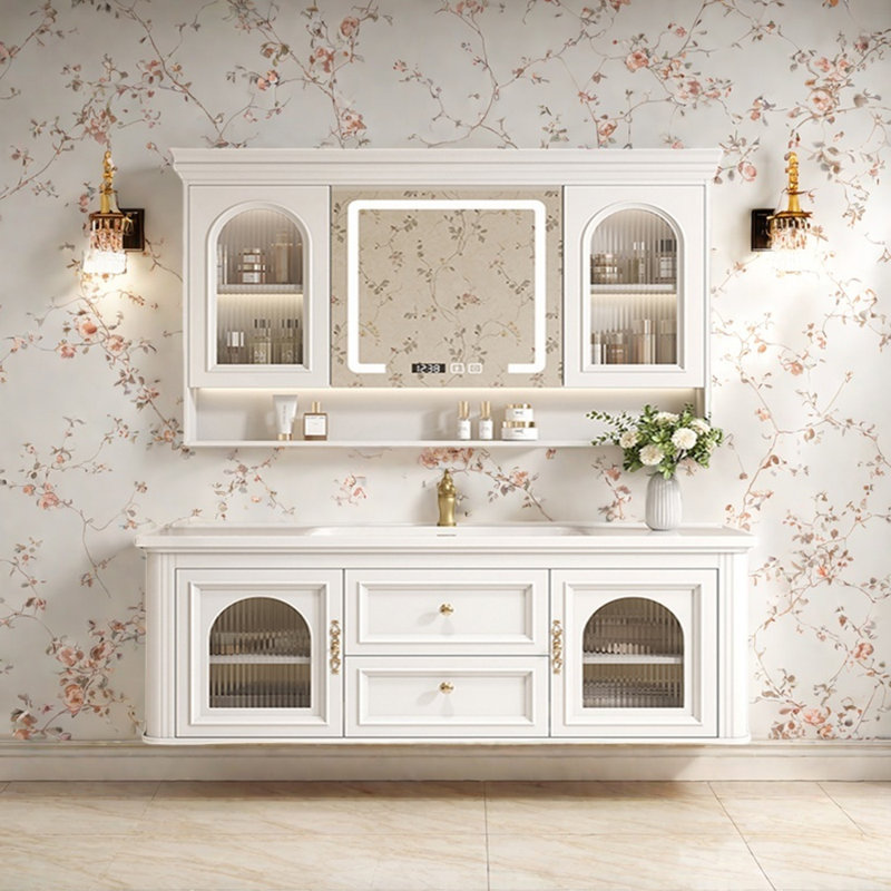 Armoire de salle de bain luxueuse rétro française, 19.6" H x 63.3" W x 19.6" D