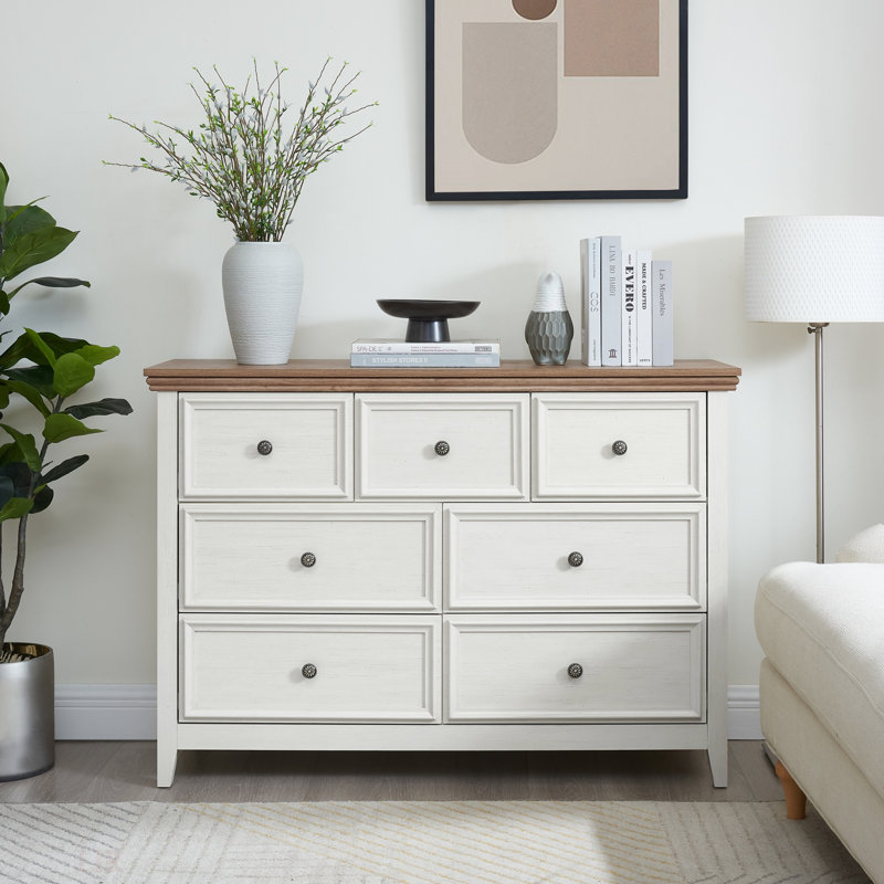 Grita Faux Wood 7-Drawer Dresser, Brown/Beige
