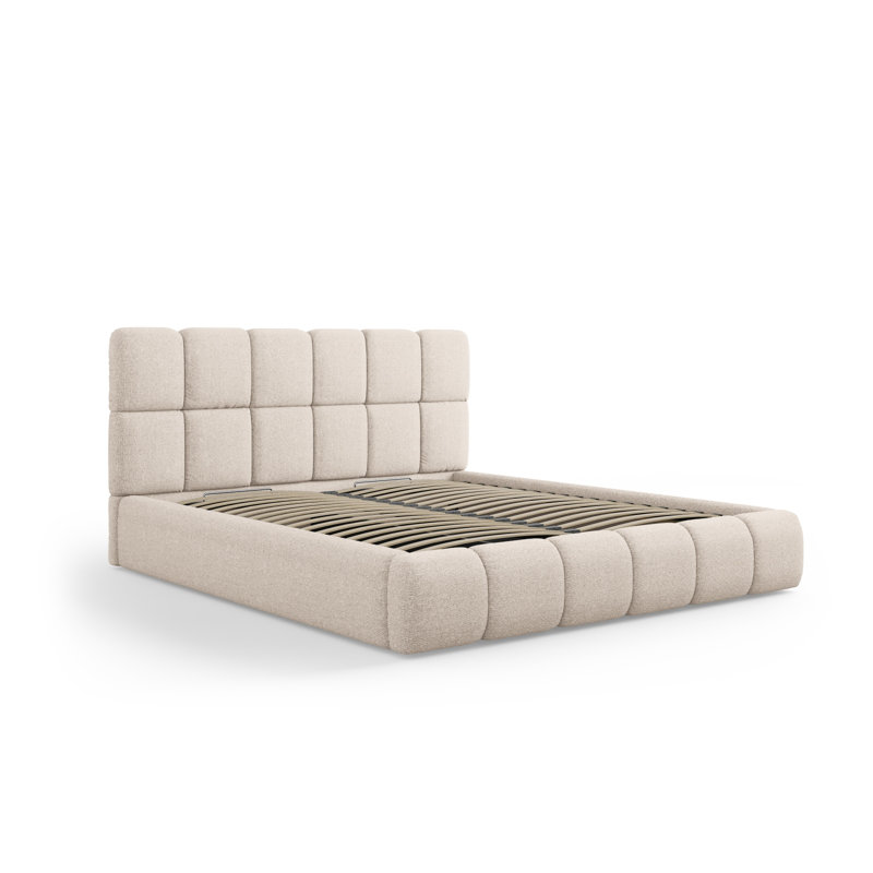 Nehimiah Upholstered Bed, European Kingsize (160 x 200 cm), Beige