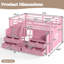 Lit mezzanine Blossom pour enfant avec escalier de rangement, tiroirs en tissu et éclairage