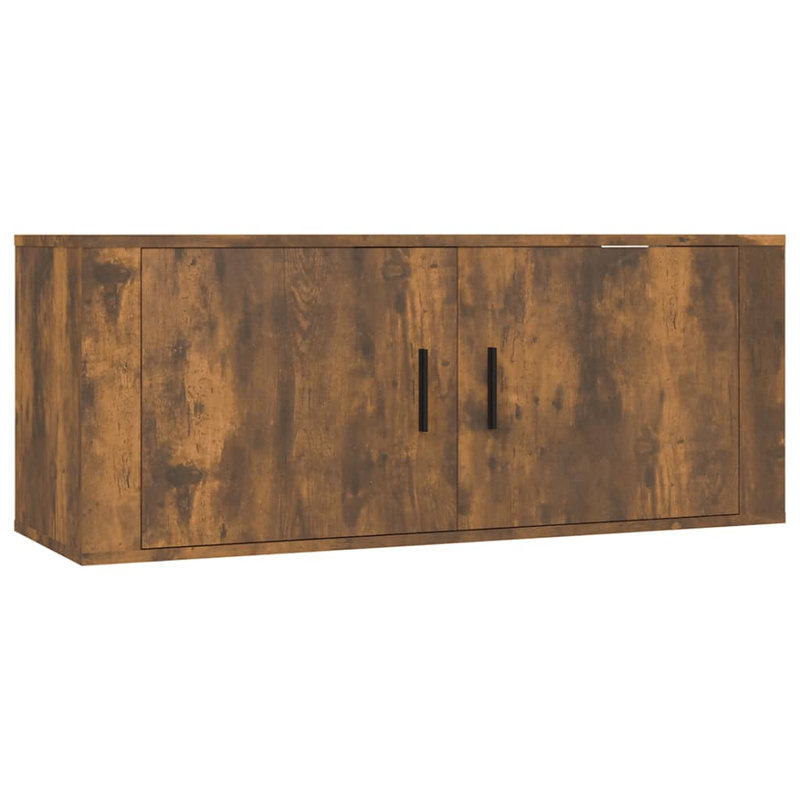 Wall Mounted TV Cabinet, Smoked Oak, 40cm H x 100cm L x 34.5cm W