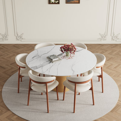 Table de salle à manger moderne en pierre frittée moderne avec chaises de cuisine en cuir PU pour 2/4/6