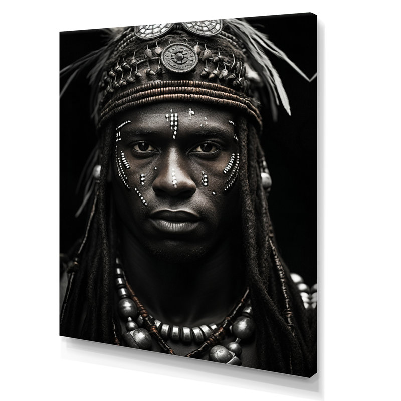 Tirina African Tribal Warrior II - reproduction sur toile, H 44 po x l 34 po, Toile tendue