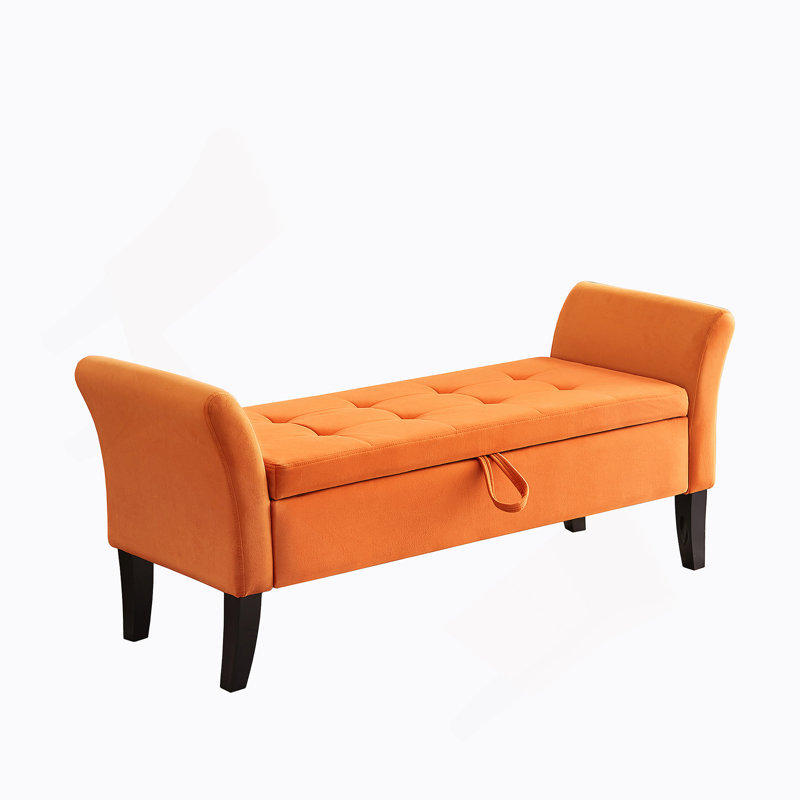 Banc de lit avec velours de rangement, Orange