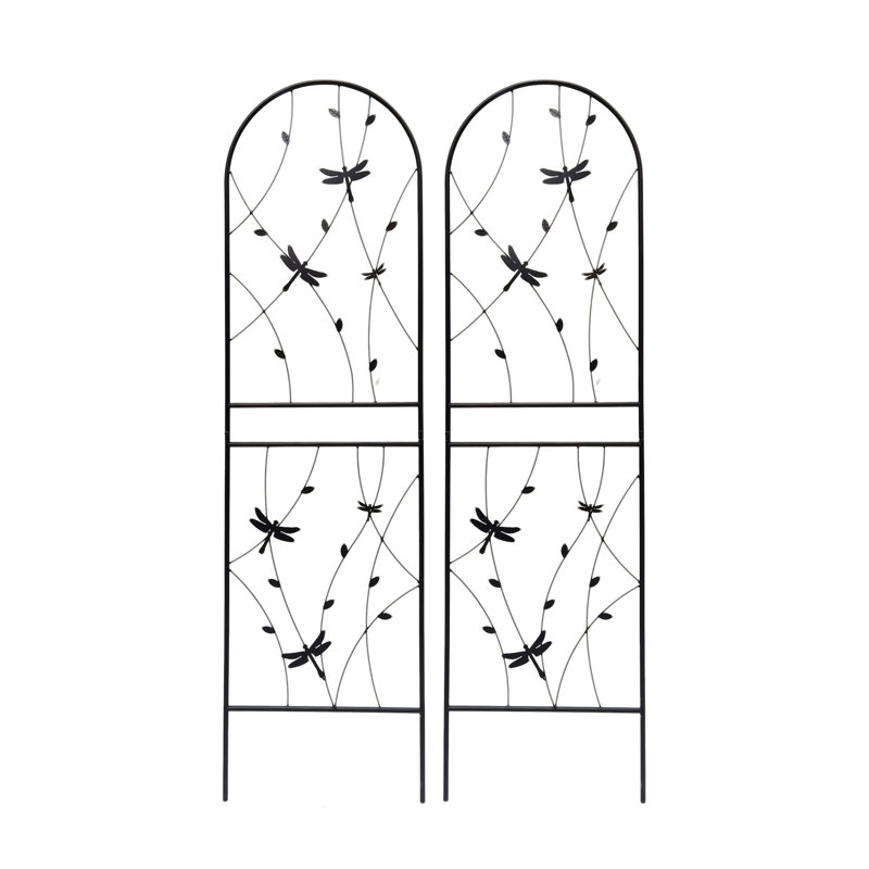 Ensemble de 2 treillis de jardin en métal 71 po x 19,7 po antirouille pour plantes grimpantes déco libellule