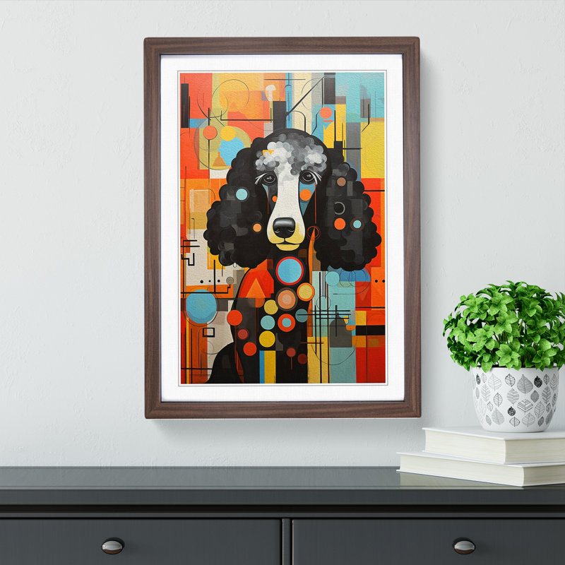 Poodle Constructivism No.3 - Single Picture Frame Print on Wood, 64cm H x 46cm W x 2cm D, Walnut Framed