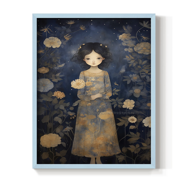 Reproduction encadrée WOMEN Series MI - bois massif, H 15 po x l 12 po, Bleu