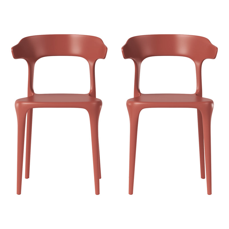 Chaise de salle à manger d'extérieur empilable, Rouge