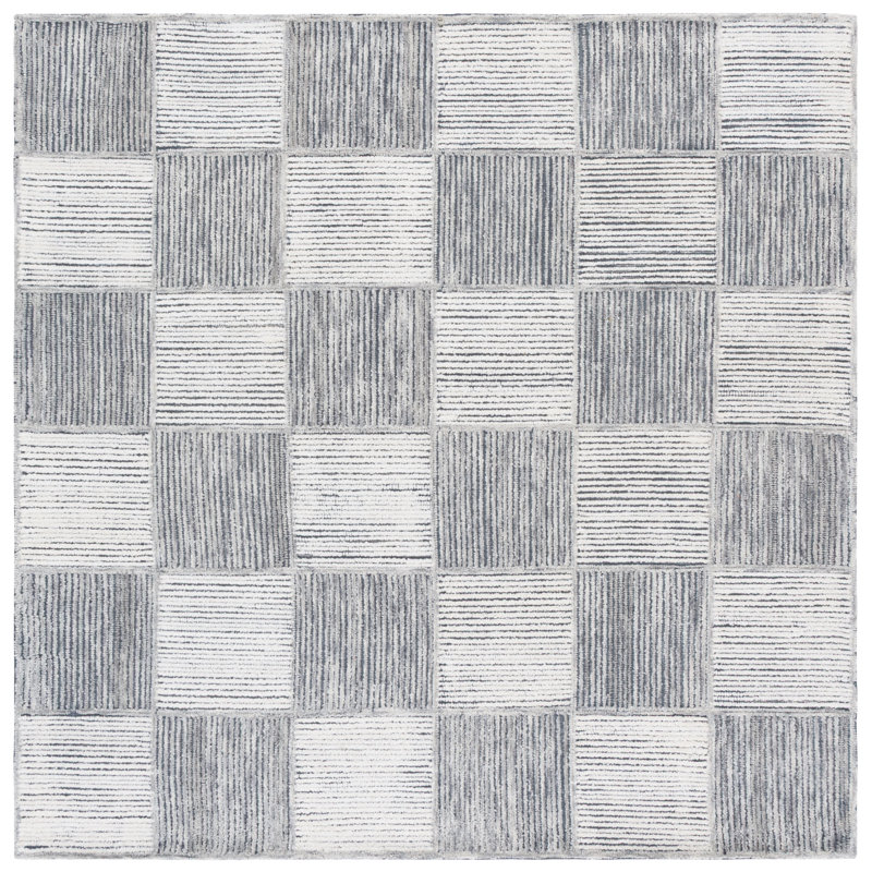 Tapis en laine et en coton touffeté à la main Ebony 824, Carré 6 pi