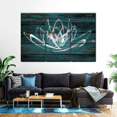 Fleur de lotus sur bois, reproduction d'art sur toile