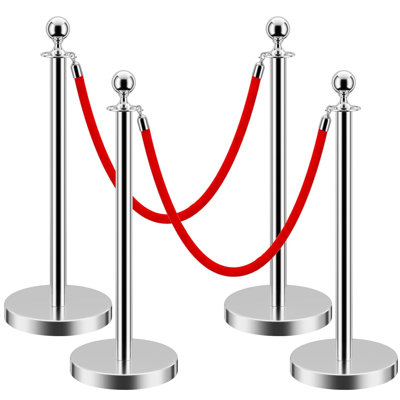 6 Piece Strut And Velvet Rope Sturdy Base With Stainless Steel Strut