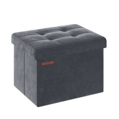 40 cm W Velvet Tufted Rectangle Ottoman with Storage