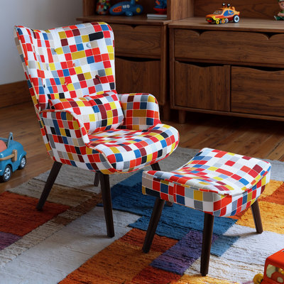 Kade Upholstered Linen With Footstool Armchair