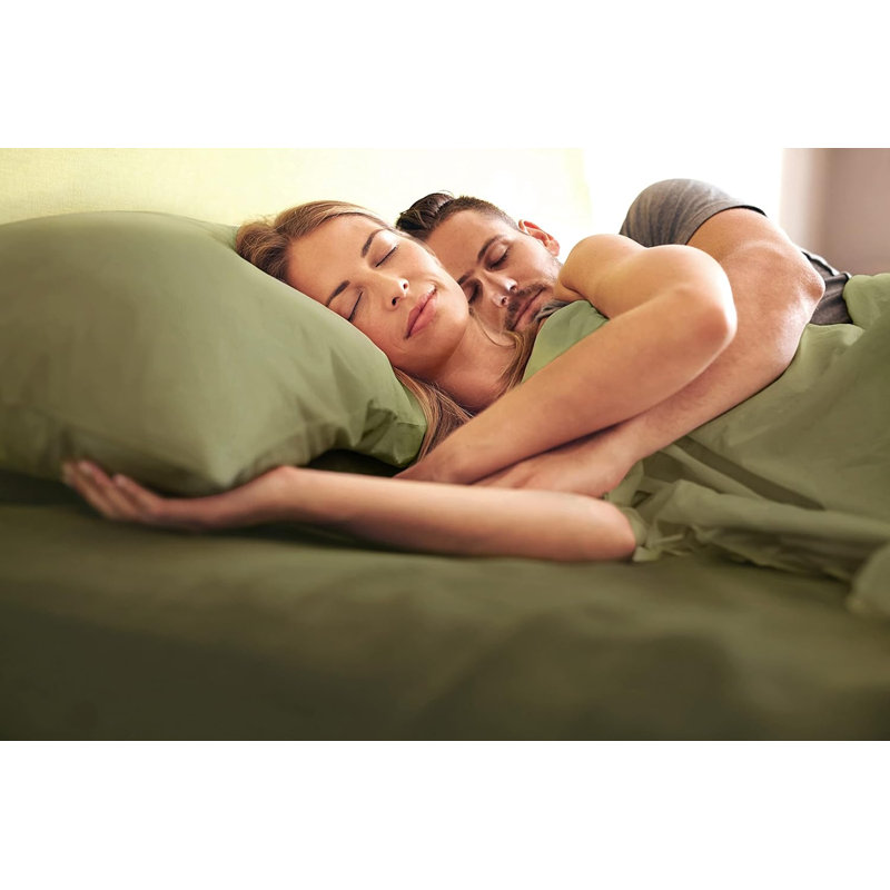 Drap-housse en coton 400 fils à densité de tissage 400, Lit simple, Vert sauge