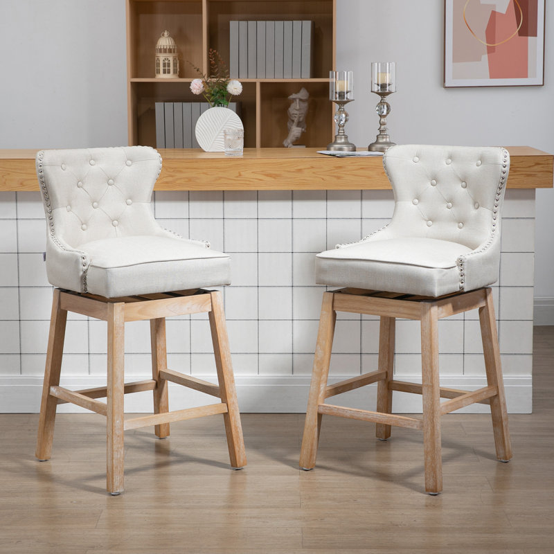 Tabouret de bar pivotant 30,1 po Hernandes, Blanc crème