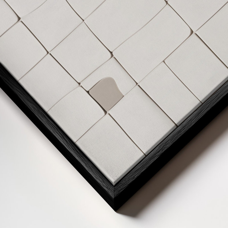 Pieces V - Sculpted Modular Relief In Architectural Neutrals Print by Alma, 20" H x 20" W, Black