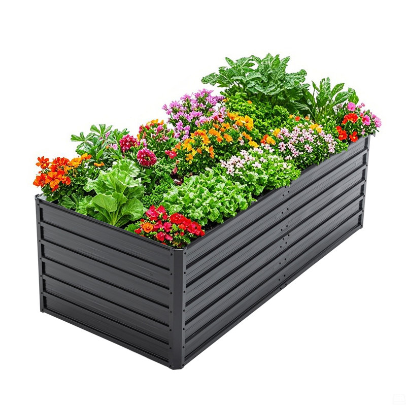 Metal Raised Garden Bed Outdoor Reinforced Galvanized Rustproof Colored Steel Planter Boxes, 25.2" H x 74.6" W x 35.4" D