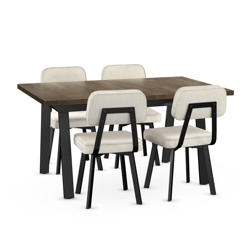 Ensemble de salle à manger 5 pièces Amisco Kane Table and Clarkson, Beige, PVC gris clair et beige
