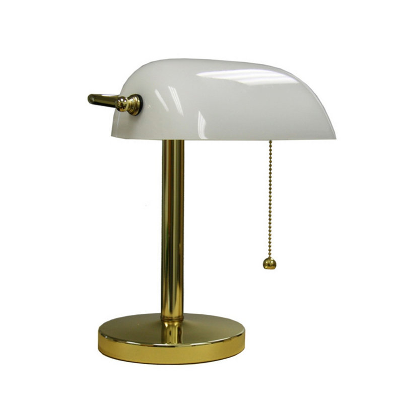 Lampe de table haute 12,5 po en métal, conception de lampe de banquier, blanc