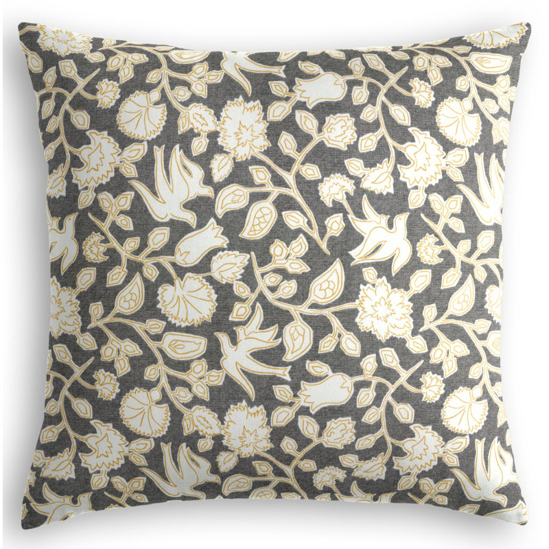 Xylia Pillow Cover & Insert, Graphite, 16" x 16", Square