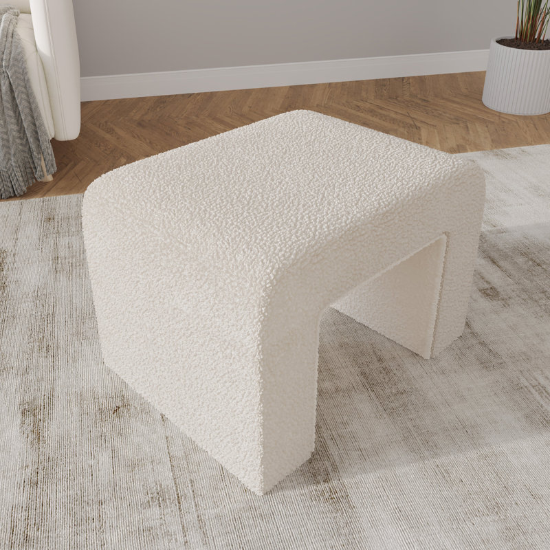 Banc d'appoint rembourré Vint Modern, Blanc