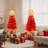Lighted  Santa Hat Style Christmas Tree Set Of 2, 4Ft Artificial Tree With Warm White Lights, Christmas Tree For Decoration Inside And Outside