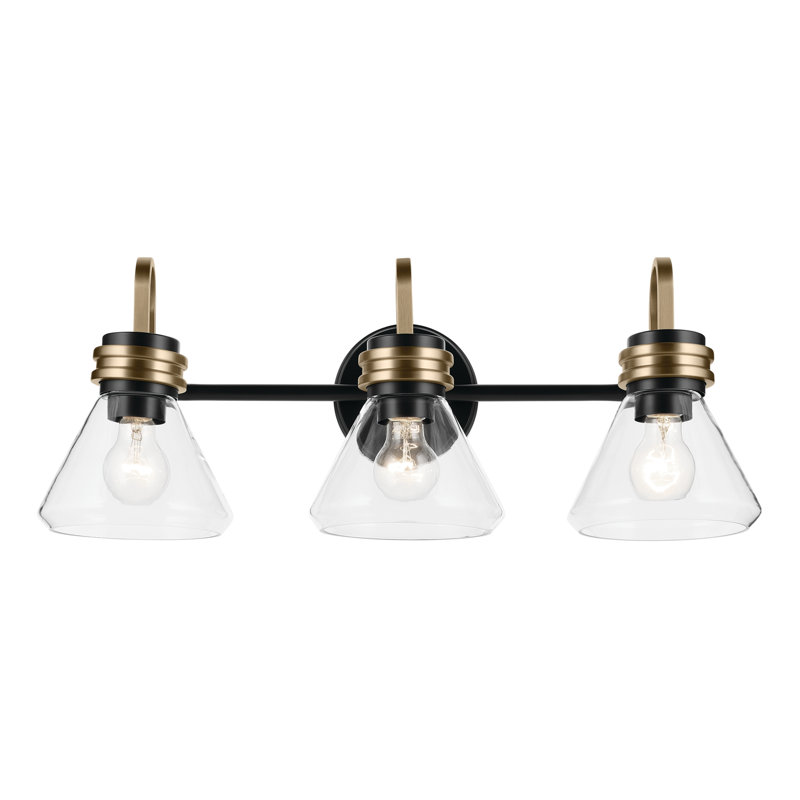 26" 3-Light Vanity Light with Clear Glass, Satin Black
