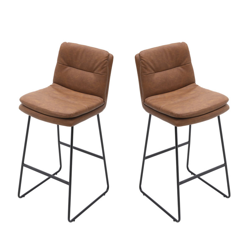 Carena Upholstered Counter Stool with Metal Frame, Brown