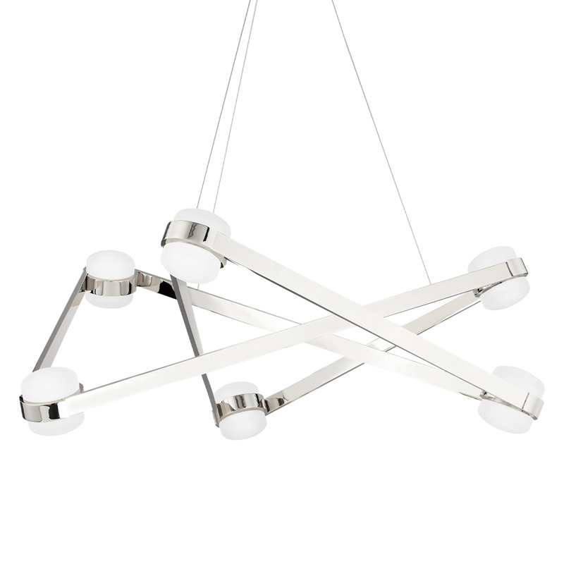 Orbit Polished Nickel 6-Light LED Chandelier with Opal Glass Diffusers