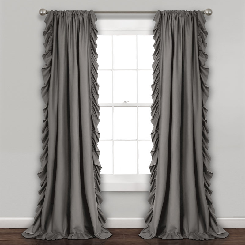 Paire de rideaux semi-transparents Reyna, l 54 po x L 95 po, Gris