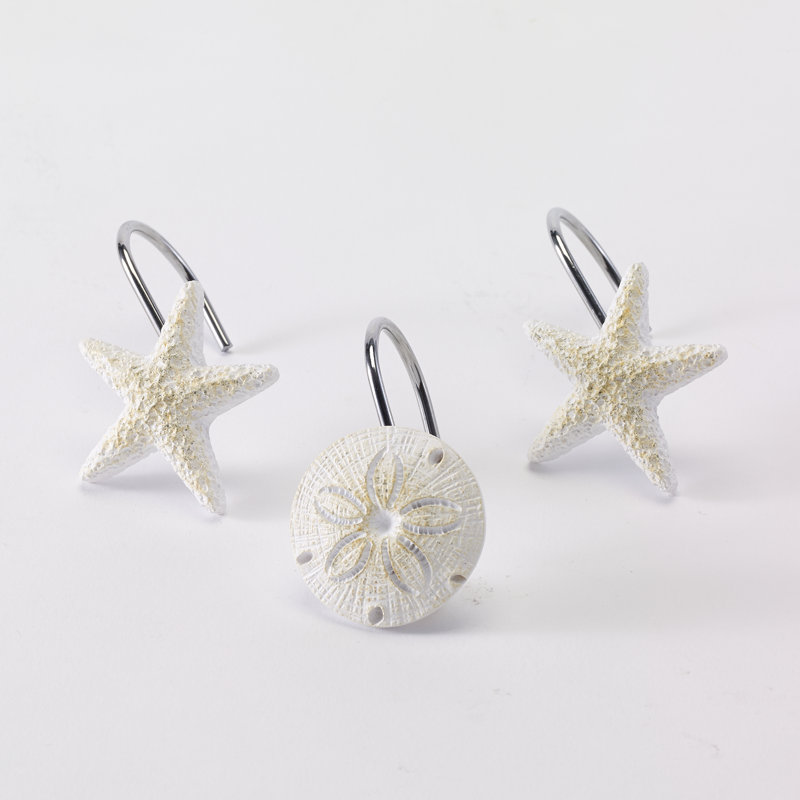 Beachcomber Ocean-Inspired Resin Shower Curtain Hooks Set