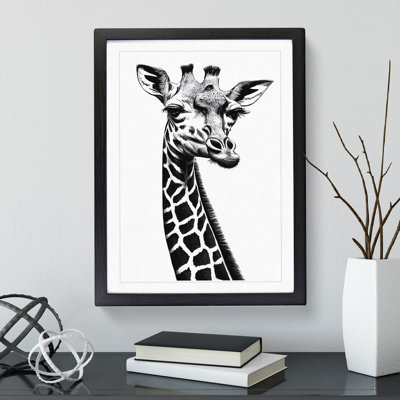 Monochrome Giraffe No.2 - Framed Print