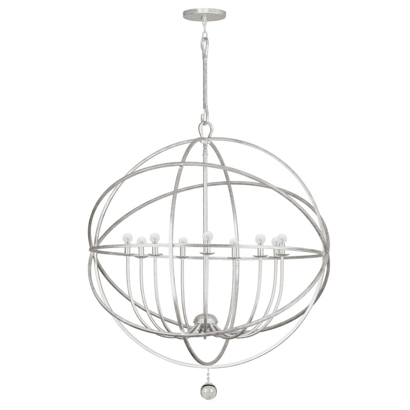Mason 9 - Light Unique / Statement Globe Chandelier, Olde Silver