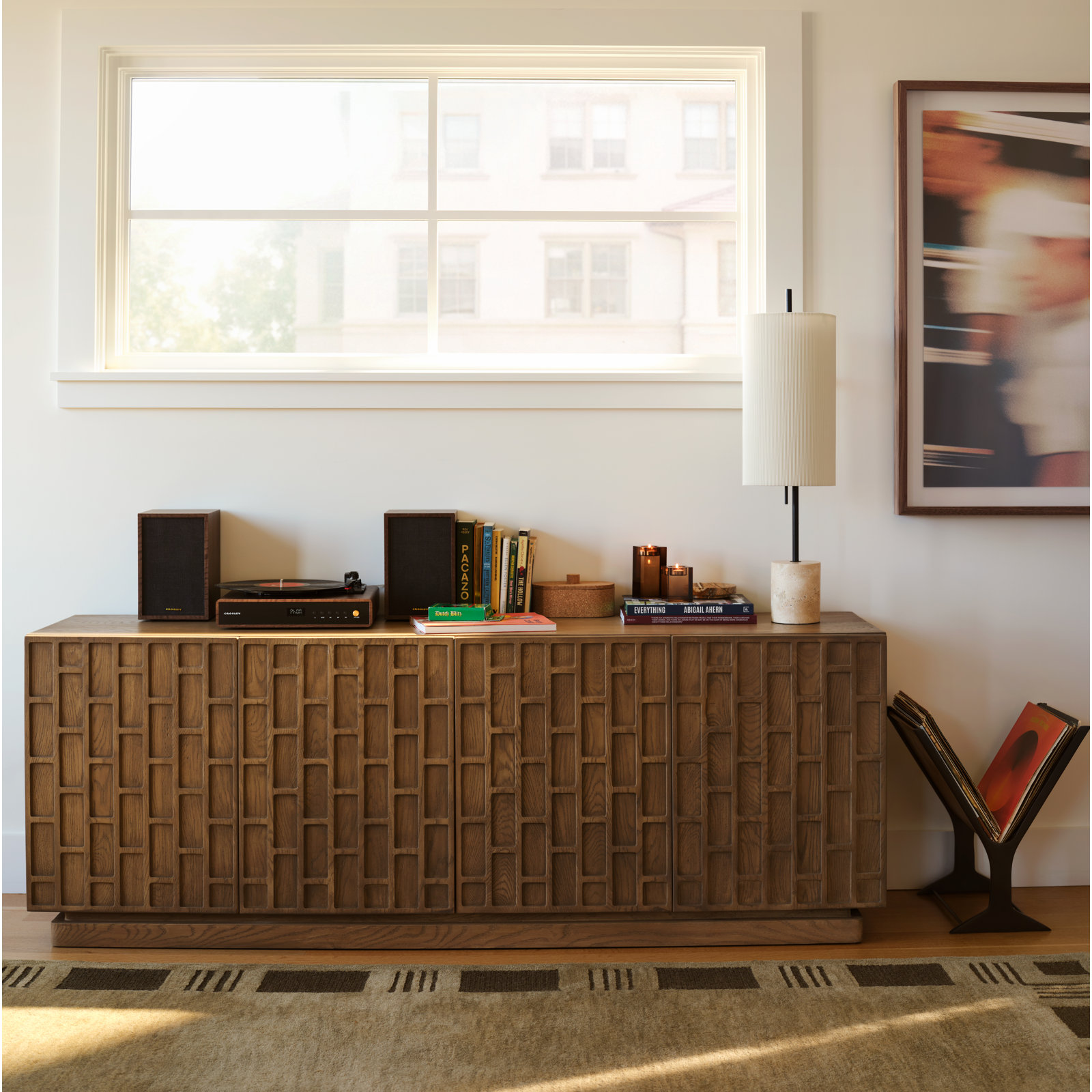 Cleve 72" Mango Media Console, Light Wash Oak