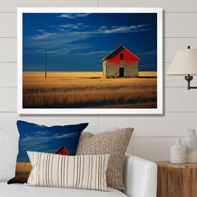 Minimalisme jaune et bleu campagnard côté campagne sur toile