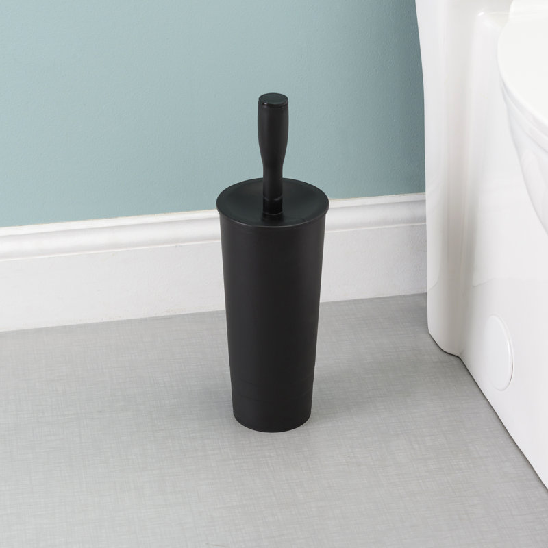  15,5 po H Brosse de toilette et support autoportant, Noir, H 14,5 po x l 4,5 po x P 4,5 po