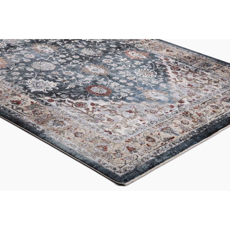 Tapis marocain bleu Emmagrace, Rectangle 5 pi 3 po x 7 pi 3 po