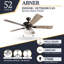 Ventilateur de plafond intérieur et extérieur de 52 po avec lumière Abner