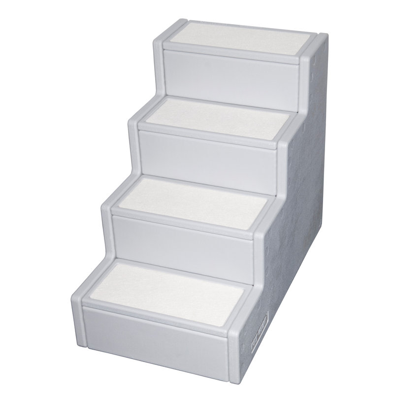 Gray 4-Step Pet Stairs for Small Dogs and Cats