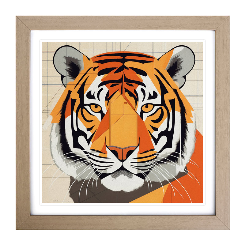 Tiger Constructivism No.3 - Framed Print, Oak