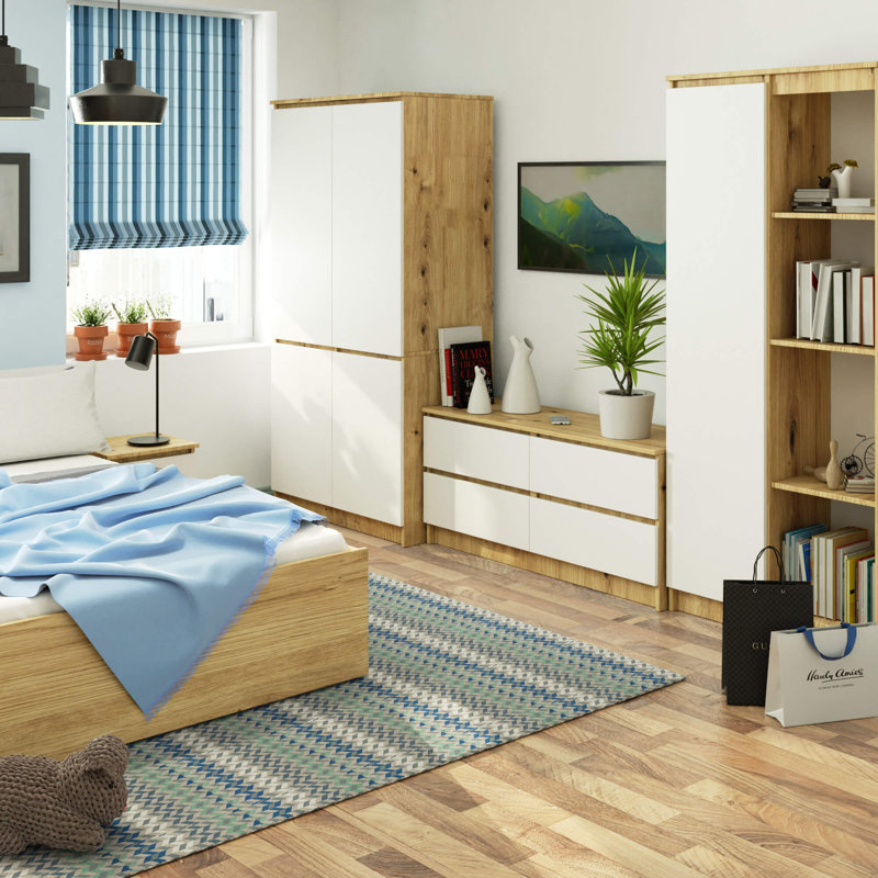Stanlie 4 Door Manufactured Wood Wardrobe
