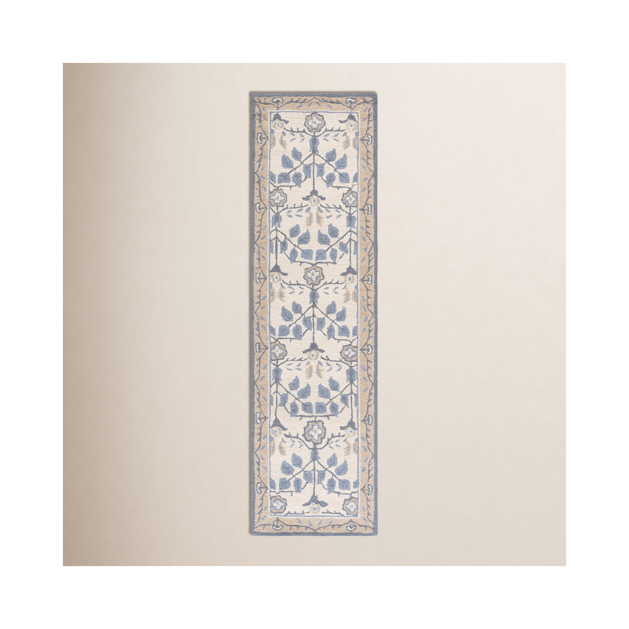 Martha Stewart Hand Tufted Wool, Cotton Floral Outdoor Rug, Runner 2'3" x 8'