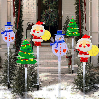 6-Pack Of Moving Christmas Lights LED Waterproof Solar Christmas Lights Outdoor Decorations Solar Courtyard Tree Snowman Reindeer