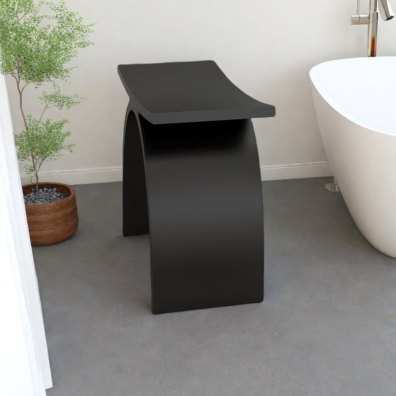 16.5"W Solid Surface Shower Bench, Matte Black