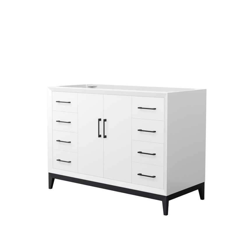 47.75'' W Single Bathroom Vanity Base, White/Matte Black