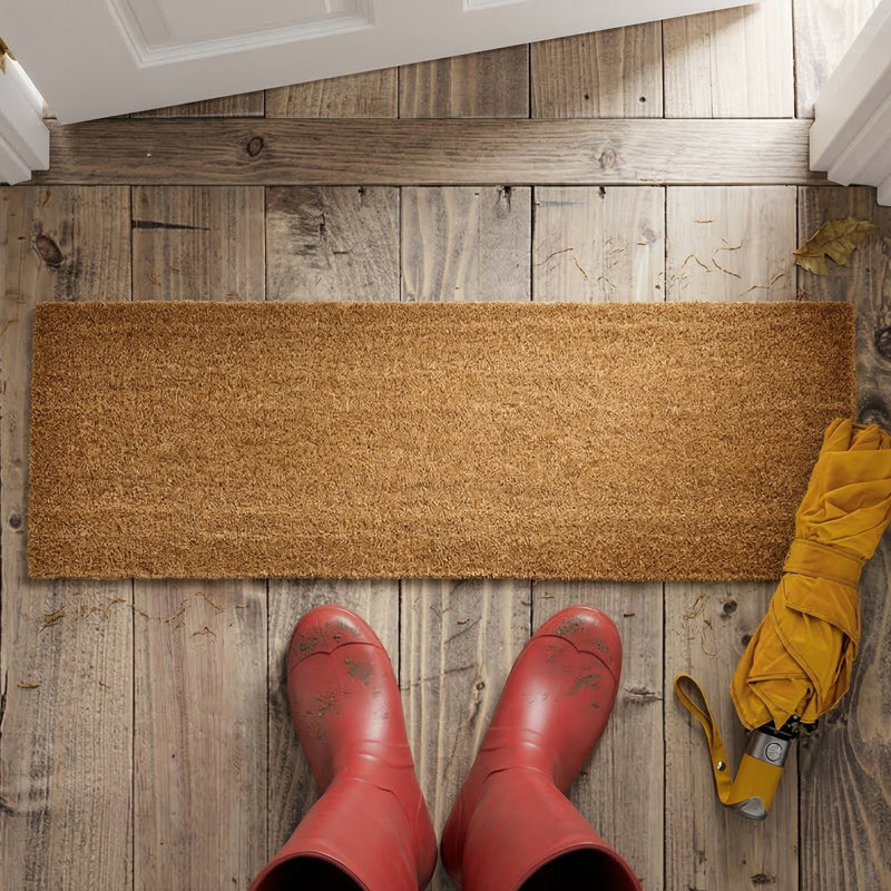 Non-Slip Outdoor Doormat, Natural, Rectangle 0'10" x 2'6"